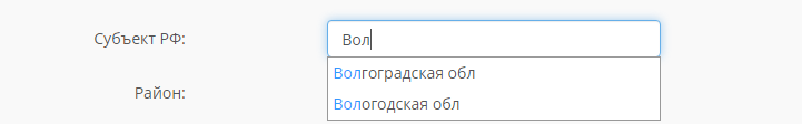 Поле ввода адреса ведения выбранного вида деятельности для декларации ЕНВД