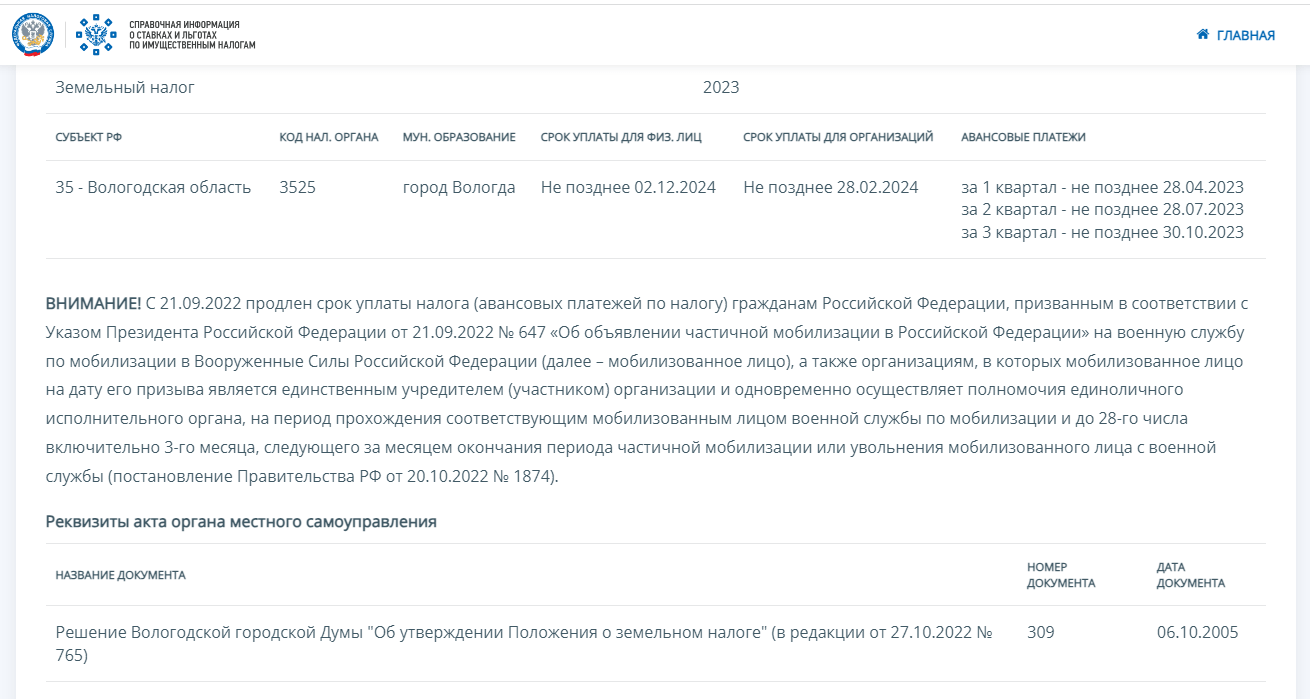 особенности уплаты земельного налога